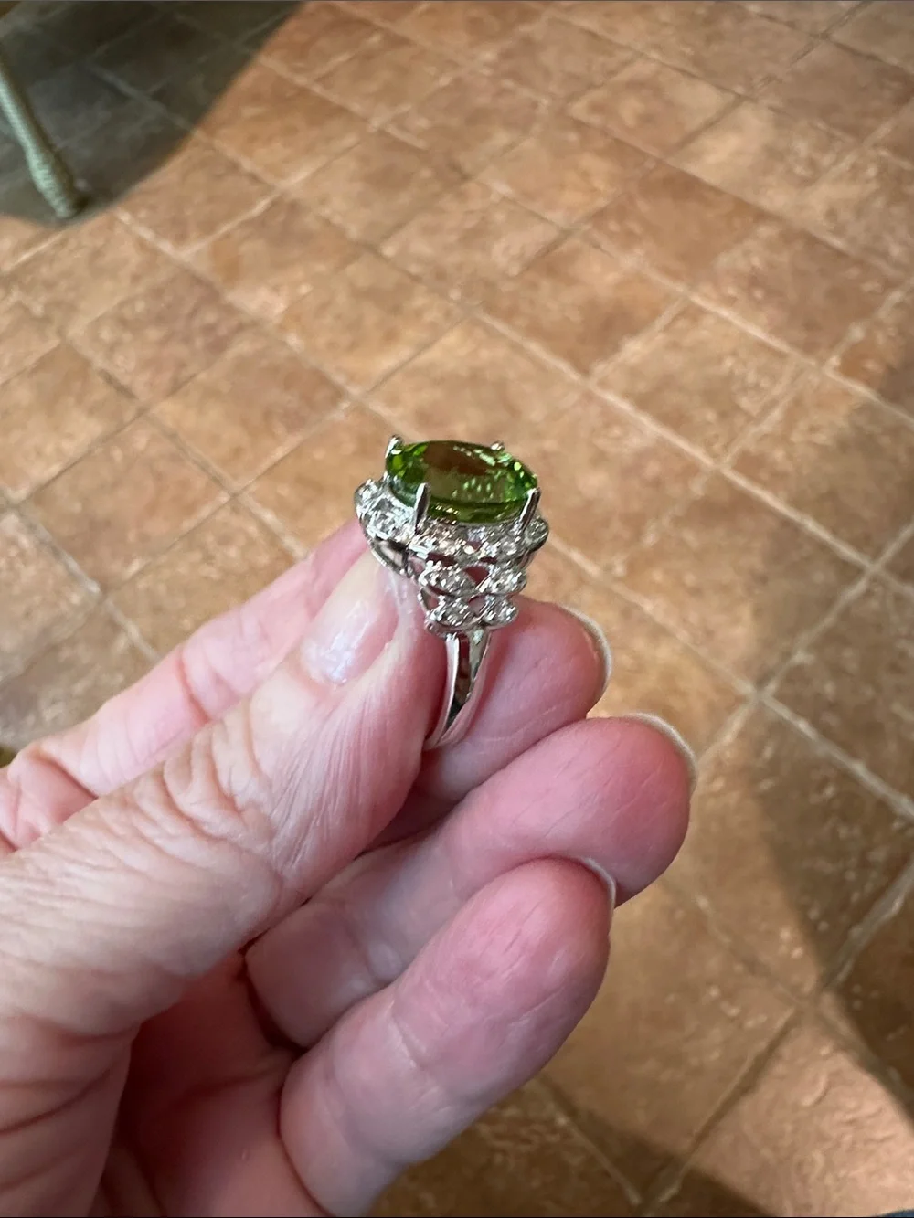 Vibrant Green Crystal Cocktail Ring in Sterling
